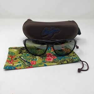 Maui Jim 288 Breakers Sunglasses Black Mirrored Lens Green Travel Unisex Adult